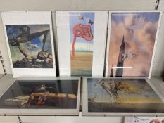 5 x framed artwork prints by Salvador Dali