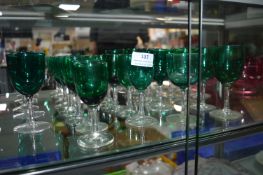 Victorian Green Glass Wine Glasses