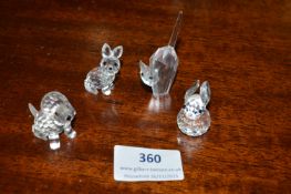 4x Swarovski Crystal Animal Figures