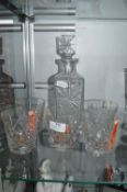 Cut Glass Lead Crystal Decanter and 5x Royal Doulton Tumblers