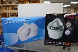 Cook Works Food Slicer, and an Electric Ice Cream Maker
