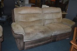 2x Oatmeal & Coco Upholstered Reclining Two Seat S