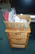 Three Drawer Basket Storage Unit plus Basket of Miscellaneous Items