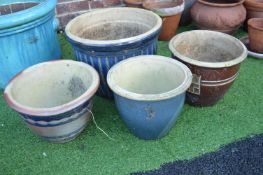4x Glazed Garden Planters