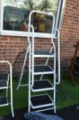 White Four Tread Folding Step Ladder