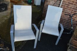 Pair of Stacking Metal Framed Garden Lounge Chairs