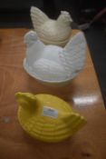 3x Porcelain Lidded Chicken Dishes
