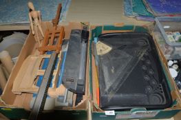 2x Boxes of Art and Design Equipment Including Easels, Letter Set, Trimmers, etc.