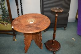 Indian Carved Wood Folding Table and an Ashtray
