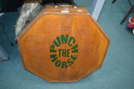 Octagonal Wooden Box with Punch the Horse Painted Emblem