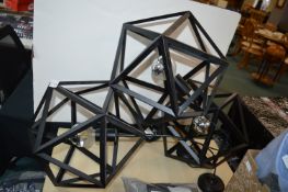 3x Black Metal Geometric Pendant Lights