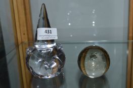 2x Glass Paperweights Including Orrefors of Sweden