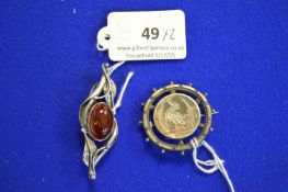 2x Sterling Silver Brooches