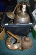 Large Box of Brass and Copper Ware etc.