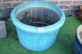 Large Blue Glazed Garden Planter