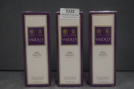 3x Yardley April Violets 125ml EDT