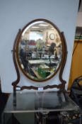 Edwardian Oval Bevelled Edge Dressing Table Mirror