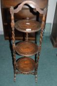 Edwardian Oak Barley Twist Folding Cake Stand