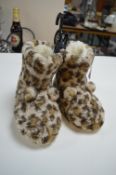 Pair of BMS Kid’s Leopard Slipper Boots Size: 9S