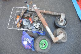 2x Trailer Jockey Wheels, 2x Barrow Wheels, and Assorted Hardware
