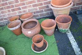 7x Terracotta Garden Pots, and 2x Plastic Pots