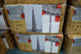*2x Trevalli 6ft Silver Christmas Trees with Baubles, and LED Lights