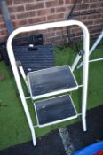 White Two Tread Folding Step Ladder