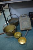 Brass Jam Pans, Saucepans, and a Coal Box