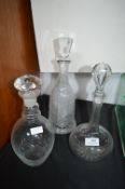 3x Cut Glass Decanters