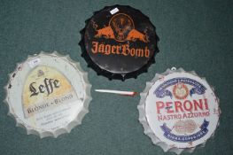 3x Oversized Metal Bottlecap Beer Signs