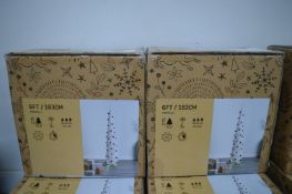 *2x Trevalli 6ft White Christmas Trees with Baubles, and LED Lights