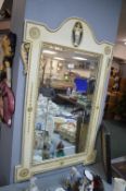 Cream & Gilt Framed Decorative Bevelled Edge Mirror