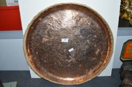Large Copper Tray and a Wicker Tray
