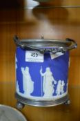 Wedgwood Blue & White Jasperware Biscuit Barrell