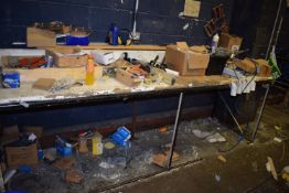 *Steel Framed Workbench 310x80cm x 95cm high, Containing Various UPVC Door Handles and Kits