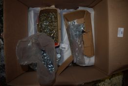 *Box of Assorted Letterboxes, Screws, and Fixings