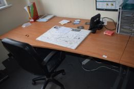 *Lightwood Effect Shaped Office Desk with Office Chair