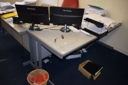 *Office Furniture to Include 2x Desks, Grey Bookcase, Black Ash Bookcase, and a Contemporary Style