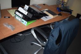 *Lightwood Effect Shaped Office Desk with Office Chair