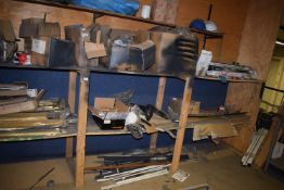 *Wooden Shelving and Contents Including Various Selecta Window Profile, Door Hinges, Window