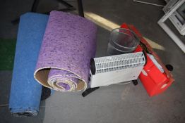 *2x Wastepaper Bins, Electric Heater, Carpet Underlay, Christmas Tree & Decorations, etc.