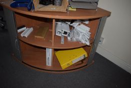 *Lightwood Effect Corner Storage Unit with Tambour Door