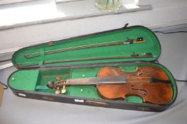 Vintage Cased Violin with 2x Bows