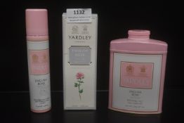 Yardley English Rose 125ml EDT, 200g Talc, and 75ml Body Spray