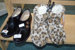 Pair of Child’s Black Shoes, and Child’s Slippers