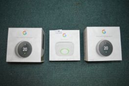 *2x Google Nest Learning Thermostats and 1x Carbon Monoxide Alarm