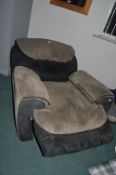 Large Electric Reclining Grey Cord Armchair
