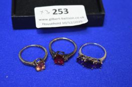 3x Sterling Silver Dress Rings
