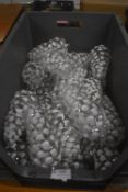 *Quantity of 7” White Glitter Fleck Acyclic Pinecones (salvage, box not included)
