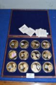 Cased Ste of 12 Gold Plated Commemorative Banknote Coins